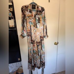 Z&L Europe Floral Patchwork Long Sleeve Maxi Dress